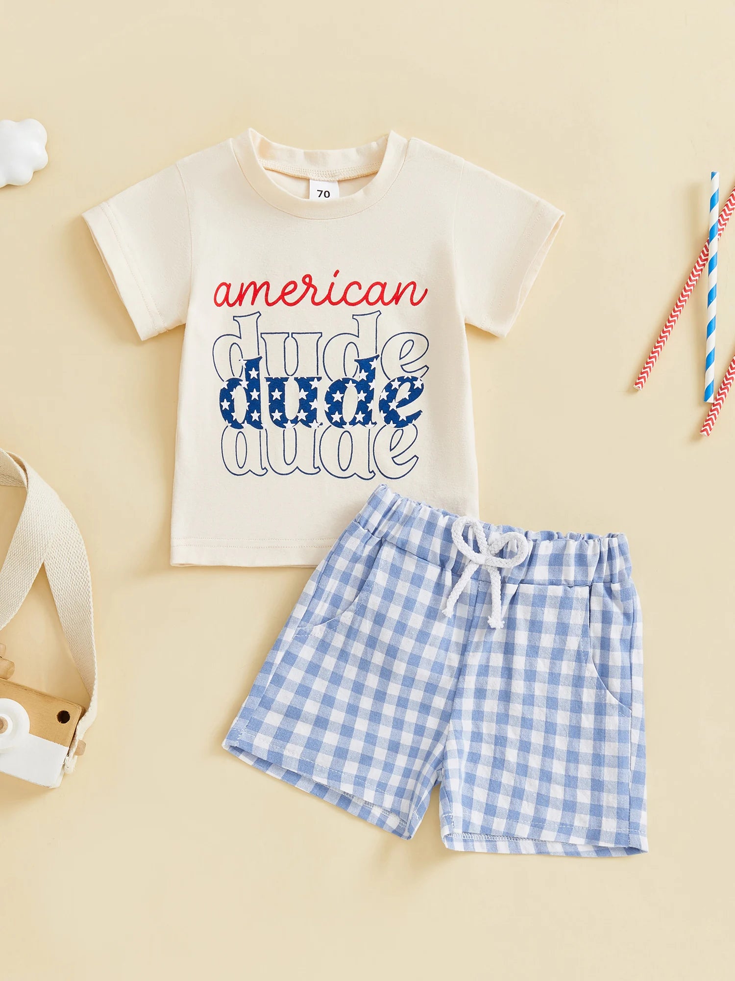 Lioraitiin Toddler Baby Boys Patriotic 4th of July Outfit Letter