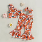 Lioraitiin 0-4Years Toddler Girls 3Pcs Outfit Sets Sleeveless One