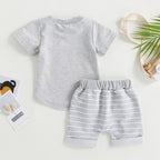 Lioraitiin 0-4Years Baby Kids Boys 2Pcs Set Short Sleeve Crew Neck