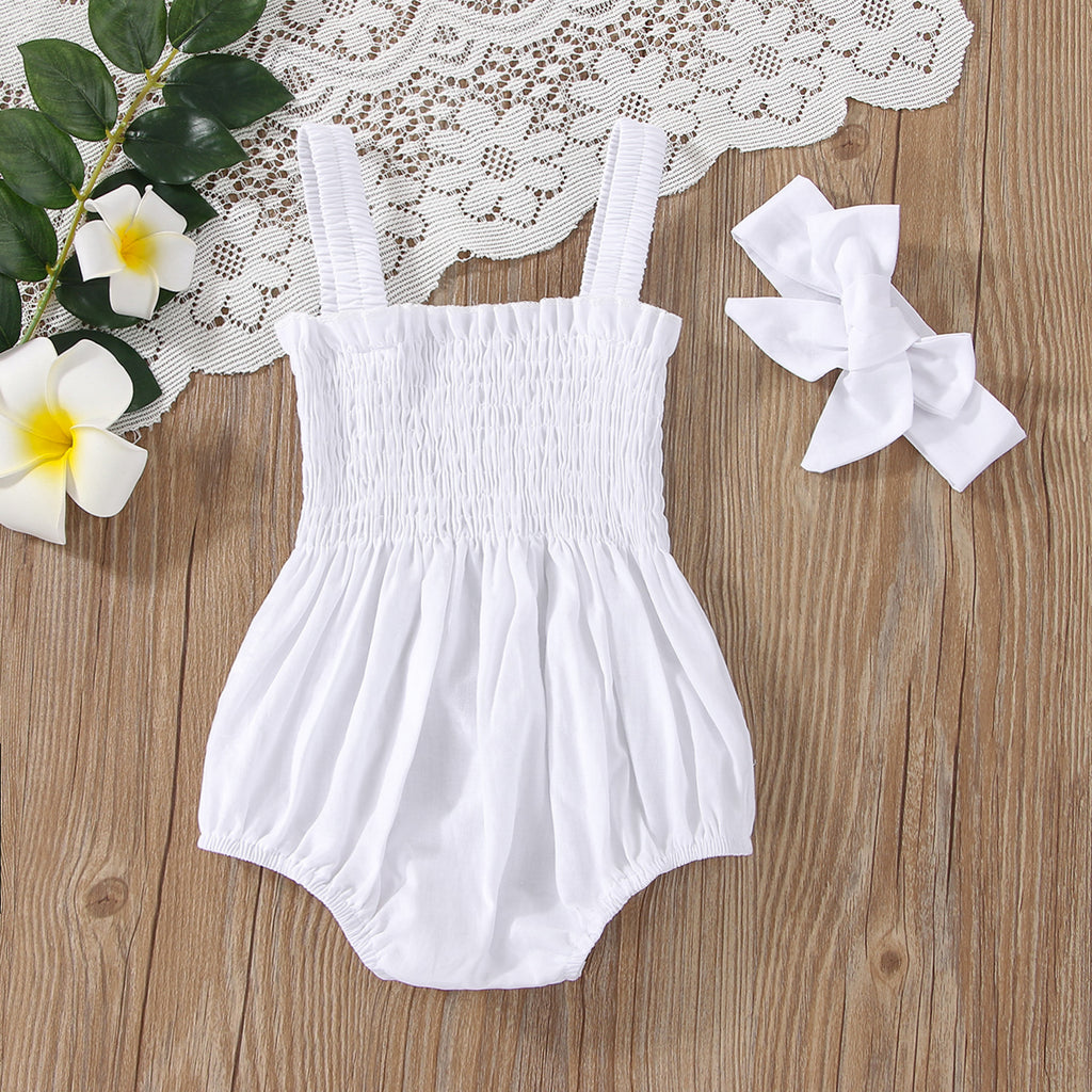 Lioraitiin 0-18M Infant Baby Girl 2Pcs Sleeveless Solid Bodysuit