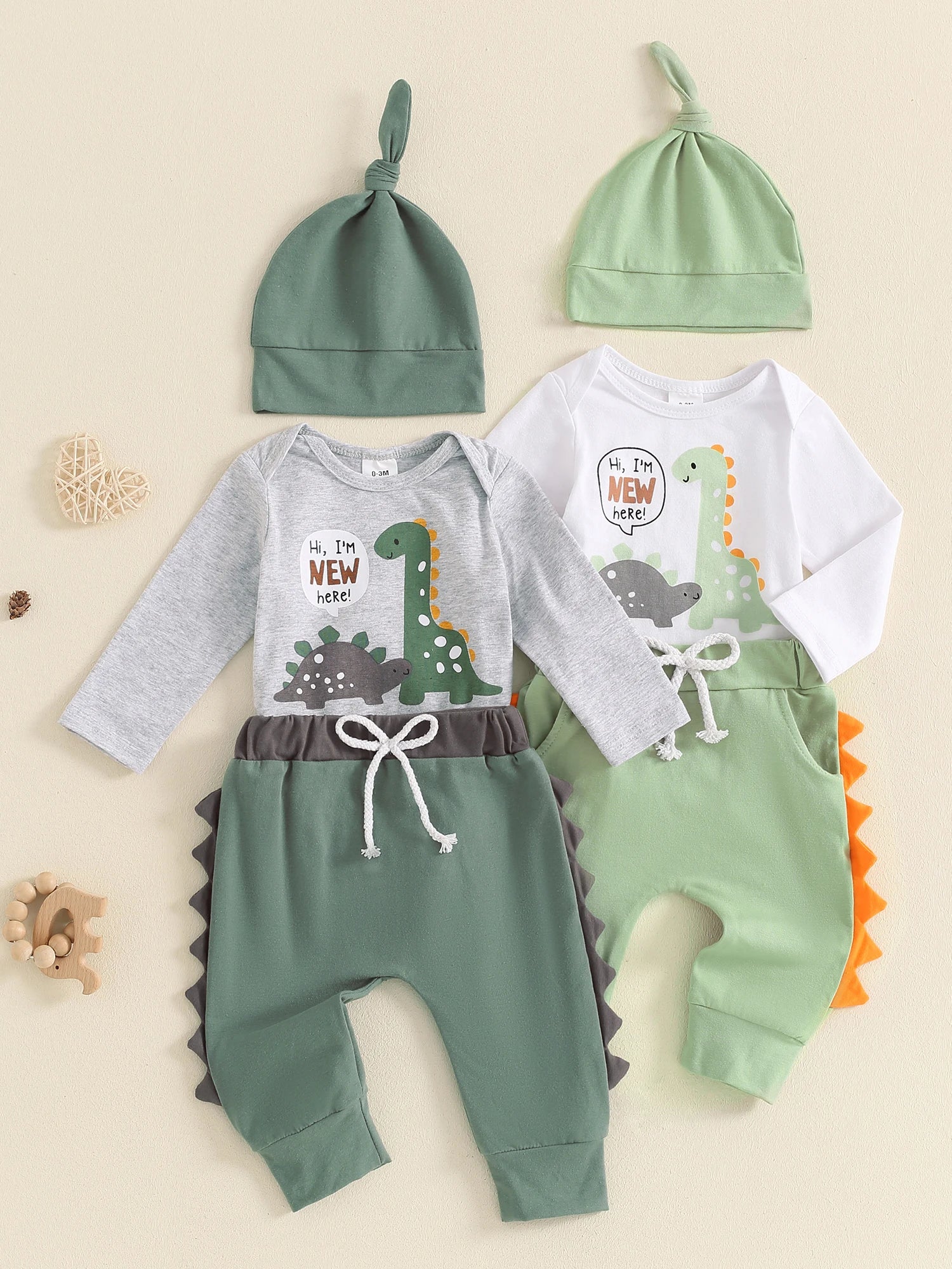 Lioraitiin Baby Boys Outfit, Long Sleeve Crew Neck Dinosaur Print
