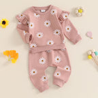 Lioraitiin Toddler Girl Outfit Daisy Print Long Sleeve Sweatshirt