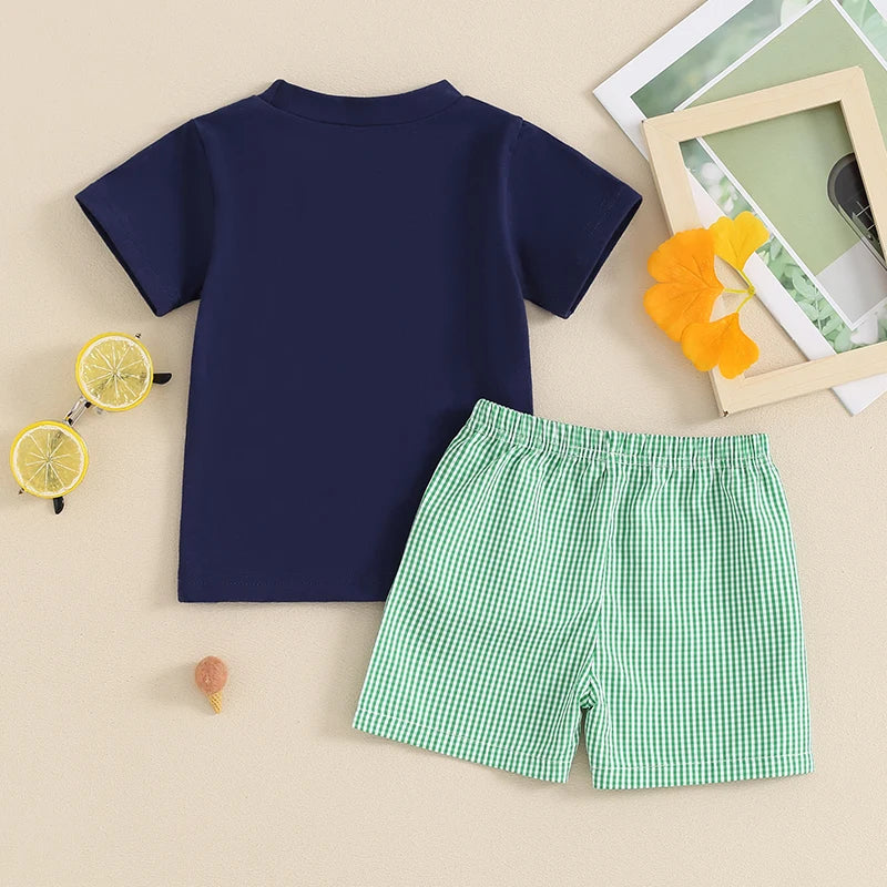 Lioraitiin Toddler Boys Outfits Golf Embroidered Short Sleeve Tops