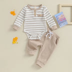 Lioraitiin 0-18M Newborn Baby Boy Girl Waffle Knit Striped Romper