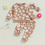 Lioraitiin Infant Baby Girl 2Pcs Set Flower Print Long Sleeve