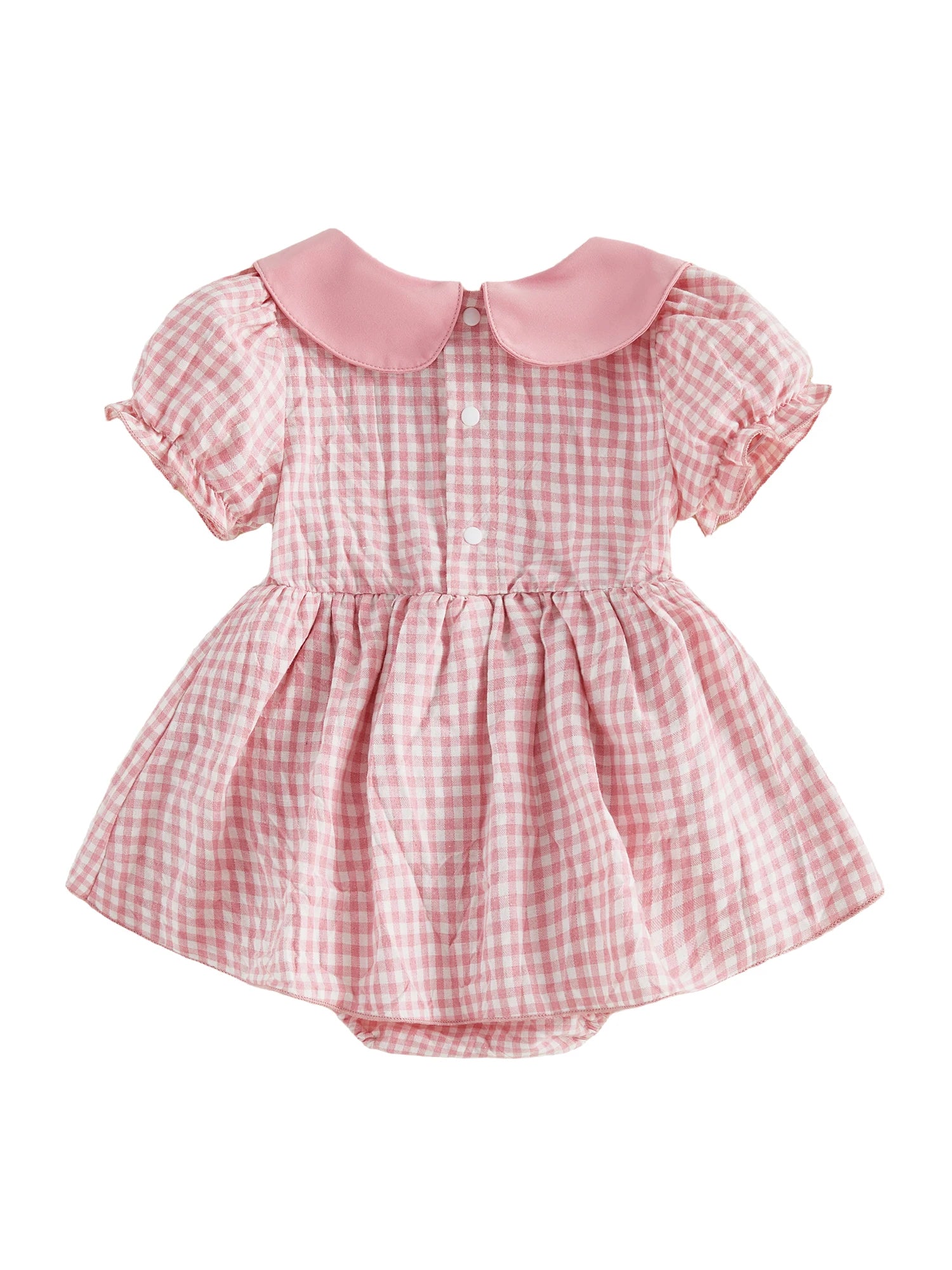 Lioraitiin Baby Girl Plaid Romper Dress Cute Bow Embroidery Smocked