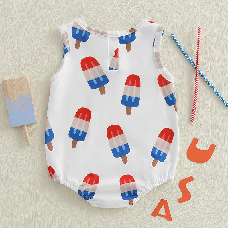 Lioraitiin Newborn Baby Boys Fourth of July Romper for Girls Cute