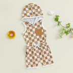 Lioraitiin Toddler Baby Boy Checkered Outfit Tree Print Sleeveless