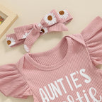 Lioraitiin 0-18M Baby Girls Shorts Sets Flying Sleeve Letter Print