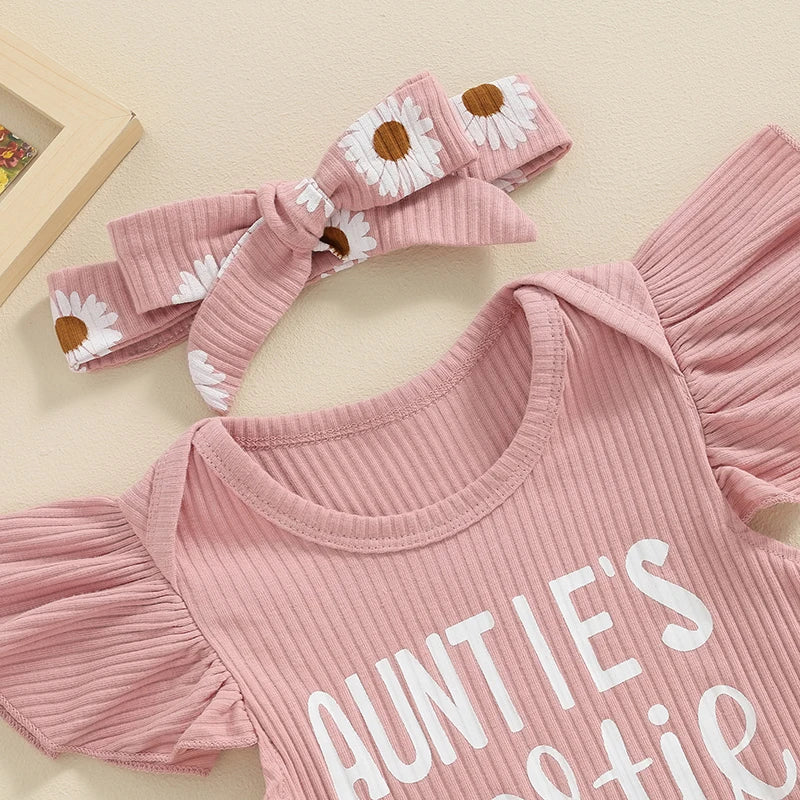 Lioraitiin 0-18M Baby Girls Shorts Sets Flying Sleeve Letter Print