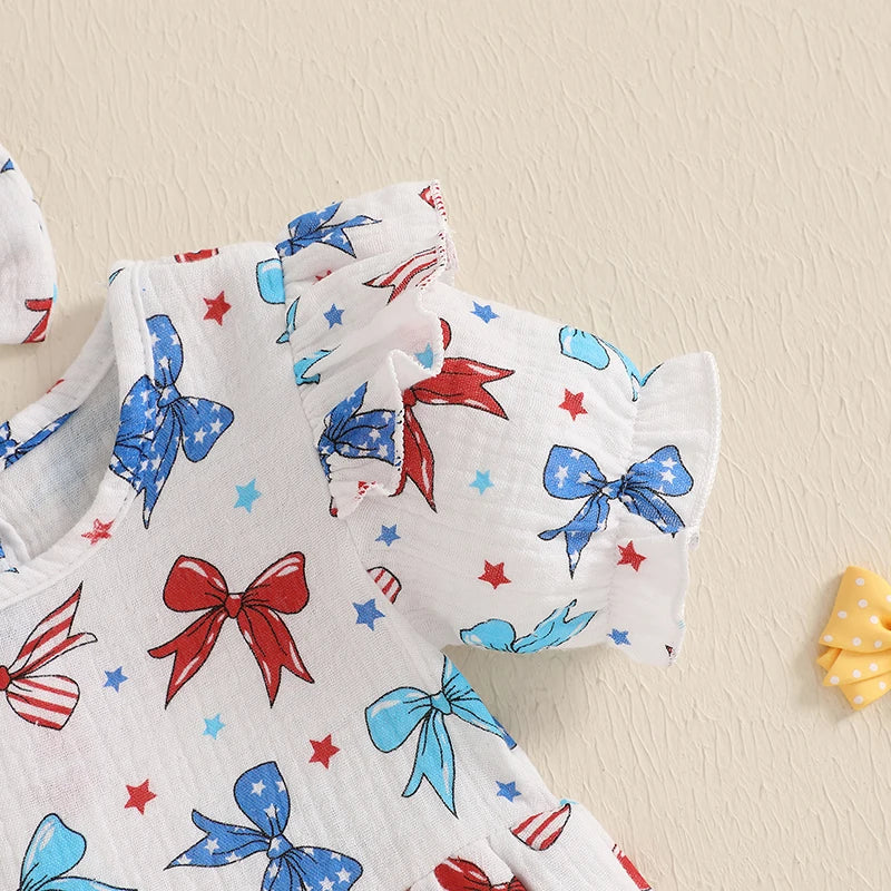 Lioraitiin Baby Girl 4th of July Outfit Love Heart Star Pattern