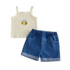 Lioraitiin Toddler Baby Girls Outfit Fashionable Cute Bee Embroidery