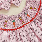 Lioraitiin Toddler Girls Easter Dress Rabbit Carrot Embroidery Short