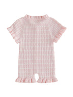 Lioraitiin Newborn Baby Girl Knit Romper Ruffle Trim Short Sleeve