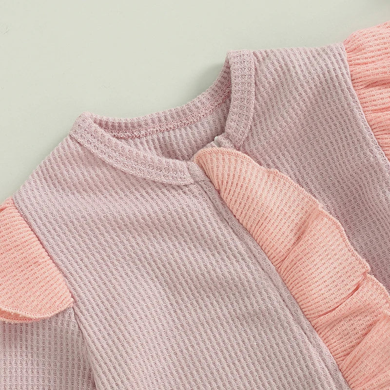 Lioraitiin Baby Girls Outfit, Long Sleeve Crew Neck Frills Zipped