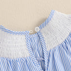 Lioraitiin Baby Girls Romper Fly Sleeve Crew Neck Stripes Embroidery