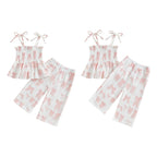 Lioraitiin Toddler Kid Baby Girl Set Sleeveless Lacing Strap Camisole