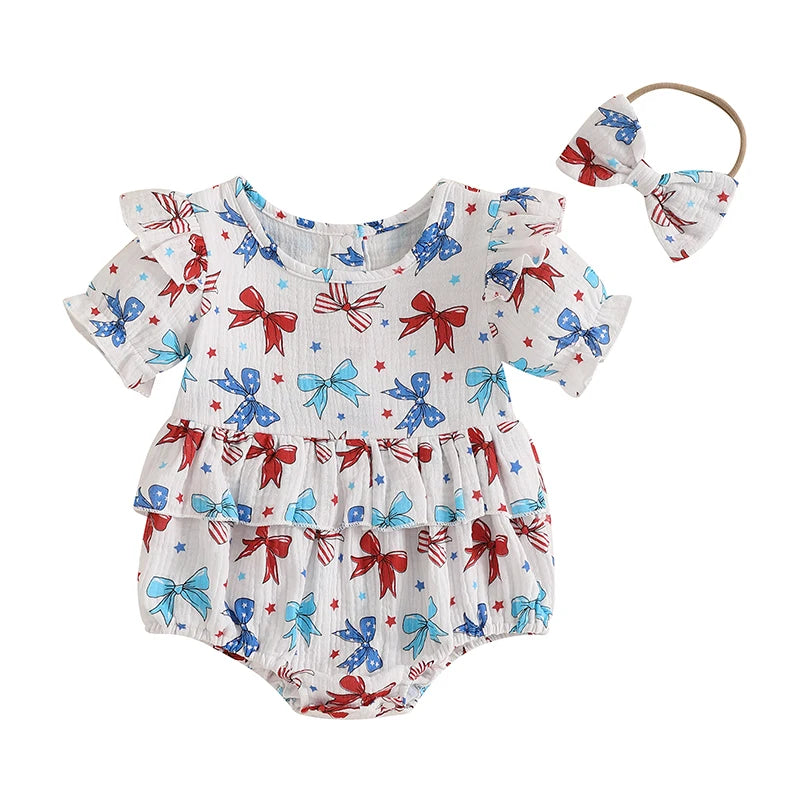 Lioraitiin Baby Girl 4th of July Outfit Love Heart Star Pattern