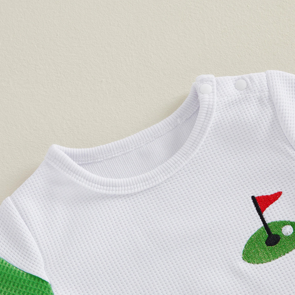 Lioraitiin Baby Boy Outfit Golf/Cartoon Bear Pattern Crew Neck Short
