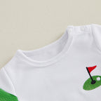 Lioraitiin Baby Boy Outfit Golf/Cartoon Bear Pattern Crew Neck Short