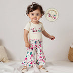 Lioraitiin Baby Girls Outfit Golf Print Short Sleeves Romper and