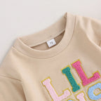 Lioraitiin 0-18M Infant Girl Sweatshirts Bodysuit Letter Embroidery