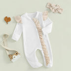 Lioraitiin Baby Girls Outfit, Long Sleeve Crew Neck Frills Zipped