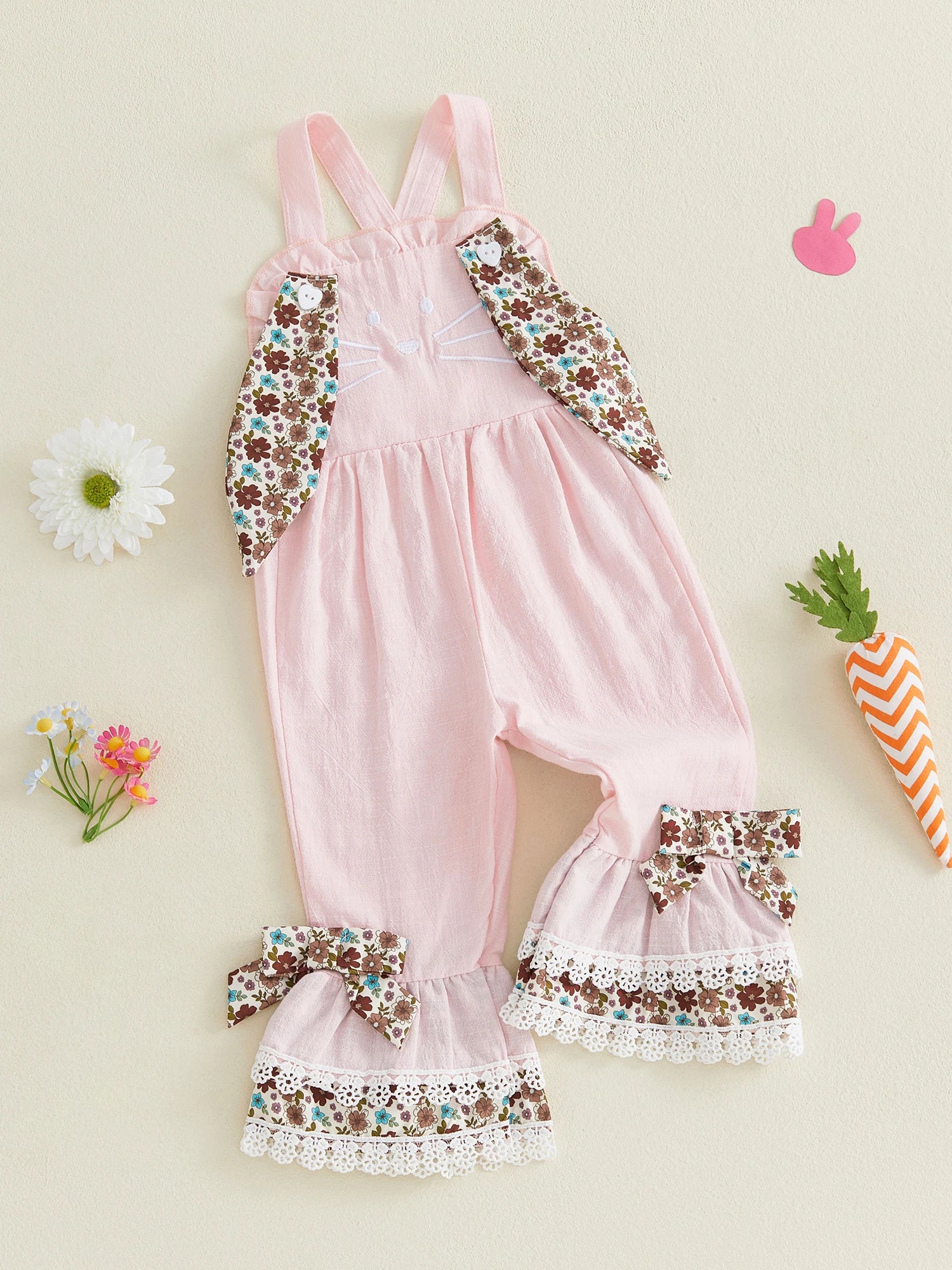 Lioraitiin Toddler Baby Girl Easter Romper Adorable Bunny Themed