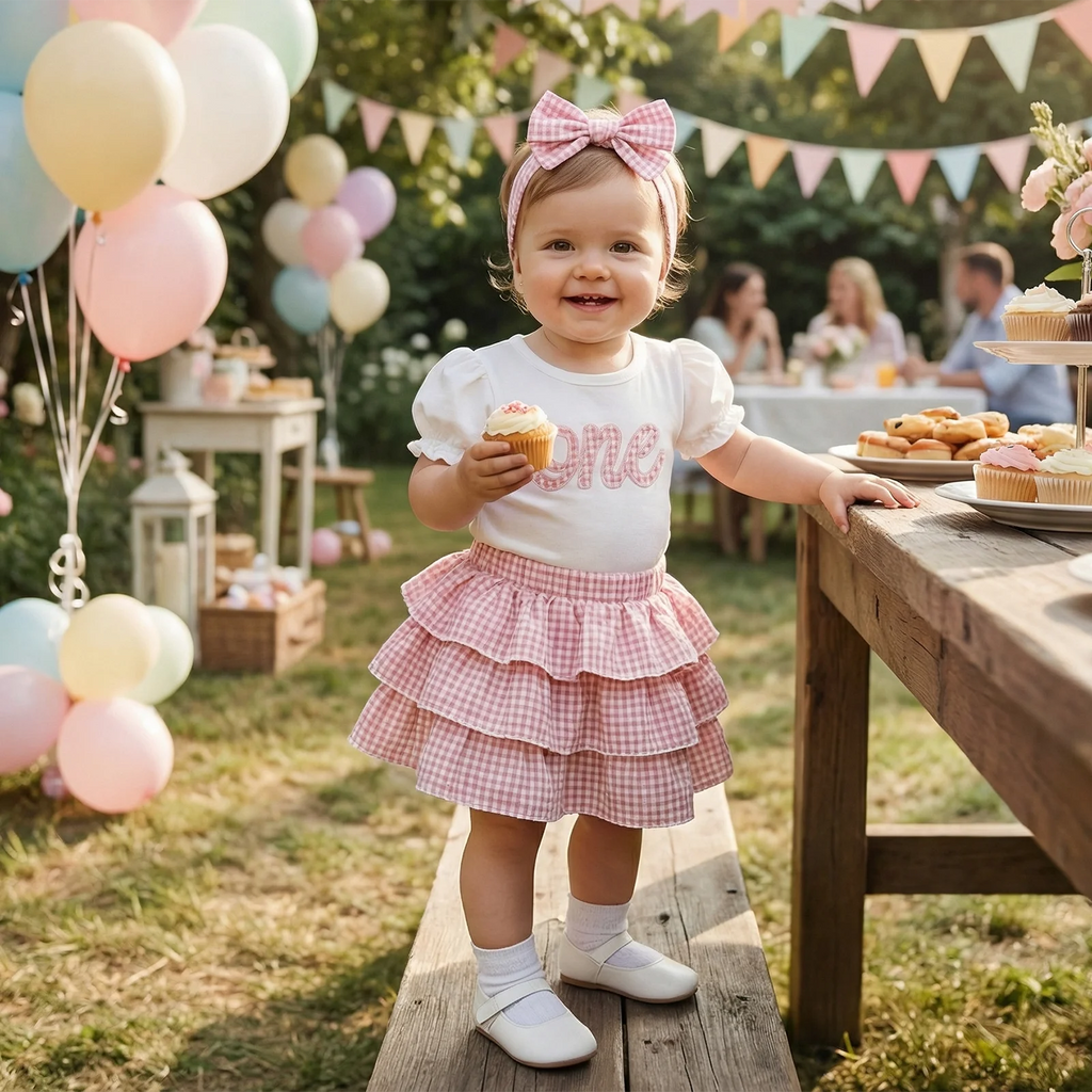 Lioraitiin Baby Girl 1st Birthday Outfit Cute Short Sleeve Letters