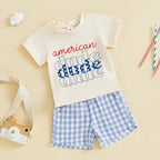 Lioraitiin Toddler Baby Boys Patriotic 4th of July Outfit Letter