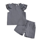 Lioraitiin Toddler Baby Girls Plaid Outfit Fashionable Cute Flying