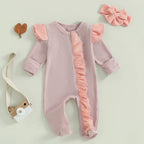 Lioraitiin Baby Girls Outfit, Long Sleeve Crew Neck Frills Zipped