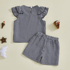 Lioraitiin Toddler Baby Girls Plaid Outfit Fashionable Cute Flying