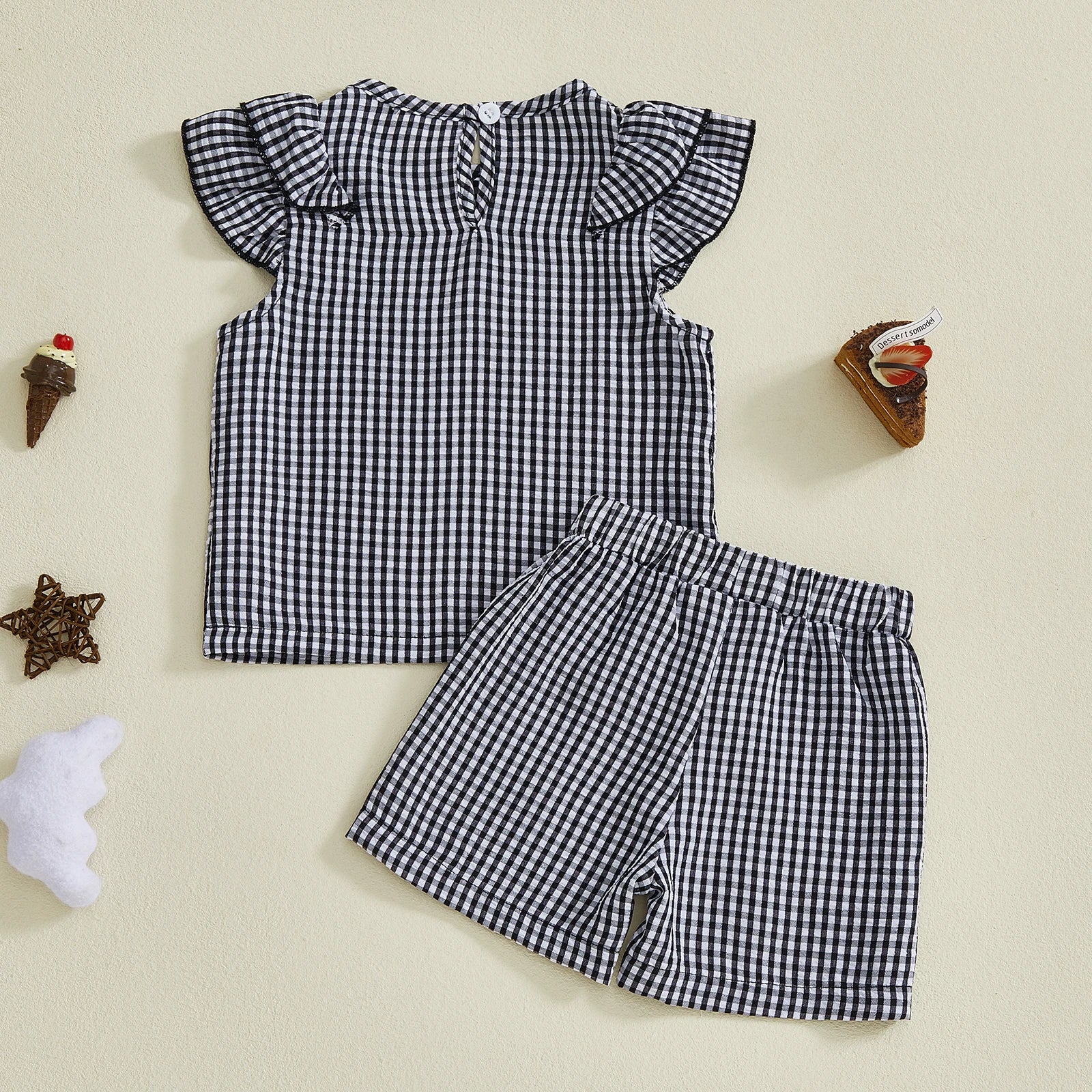 Lioraitiin Toddler Baby Girls Plaid Outfit Fashionable Cute Flying
