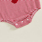 Lioraitiin Newborn Baby Girls Romper Lobster Stripe Pattern Short