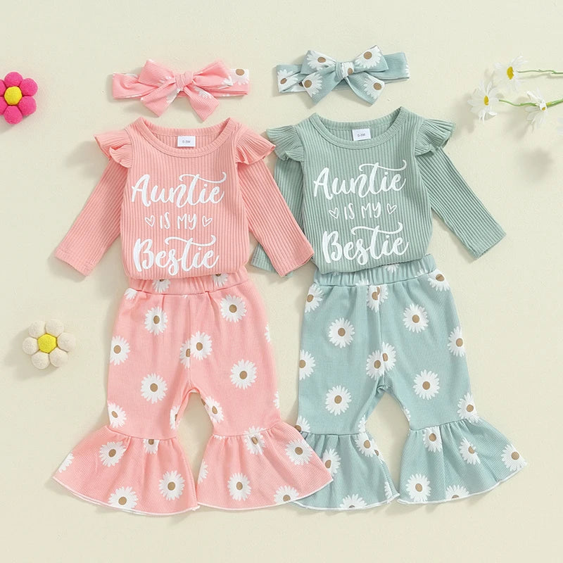 Lioraitiin 0-18M Baby Girls Outfits Letter Print Long Sleeve Romper