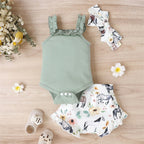 Lioraitiin 0-18M Infant Baby Girl 3Pcs Off Shoulder Romper Tops Bull