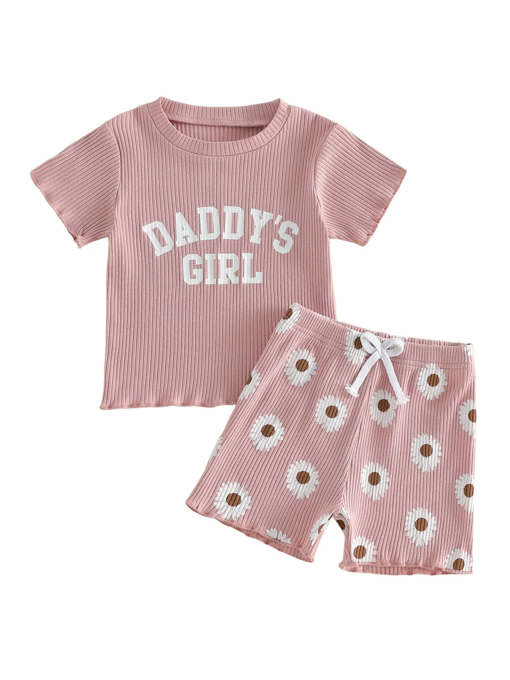 2Pcs Toddler Baby Girls Outfits Short Sleeve Crew Neck Letters Print