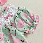 Lioraitiin Toddler Baby Girl Golf Outfit Bow Shirred Short Sleeve