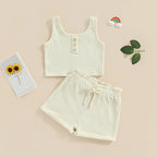 Lioraitiin 0-8Years Kid Girls 2Pcs Pants Suit Sleeveless Knitting