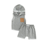 Lioraitiin 0-3Years Toddler Baby Girl Boy 2Pcs Sleeveless Hooded Top