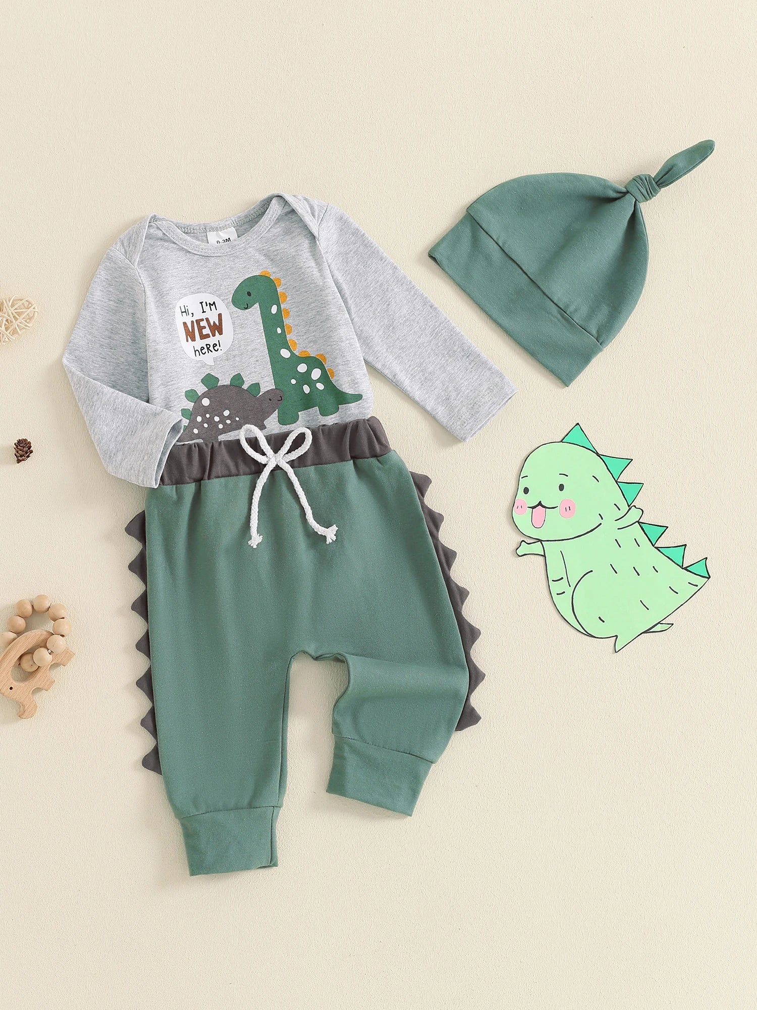 Lioraitiin Baby Boys Outfit, Long Sleeve Crew Neck Dinosaur Print