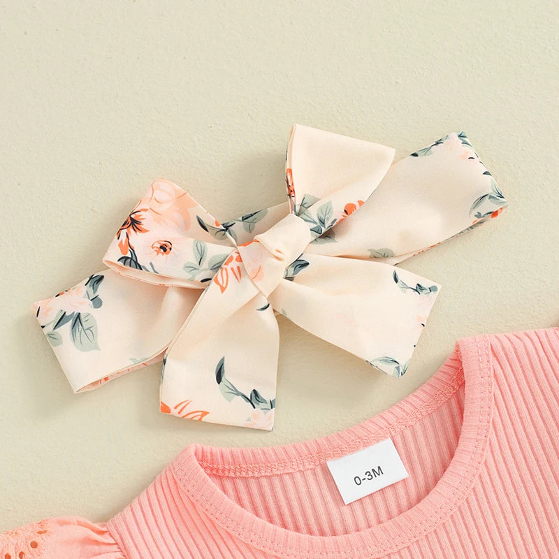 Lioraitiin Baby Girls Shorts Outfits Letter Print Fly Sleeve Romper