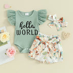 Lioraitiin Baby Girls Shorts Outfits Letter Print Fly Sleeve Romper