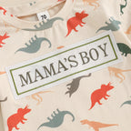 Lioraitiin Baby Boy Dinosaur Romper Letter Embroidery Short Sleeve