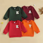 Toddler Baby Girl Boys Sweatshirt Letter Embroidery Round Neck Long