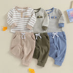Lioraitiin 0-18M Newborn Baby Boy Girl Waffle Knit Striped Romper