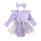Lioraitiin Baby Girls 2 Piece Outfits Floral Mesh Patchwork Ruffles