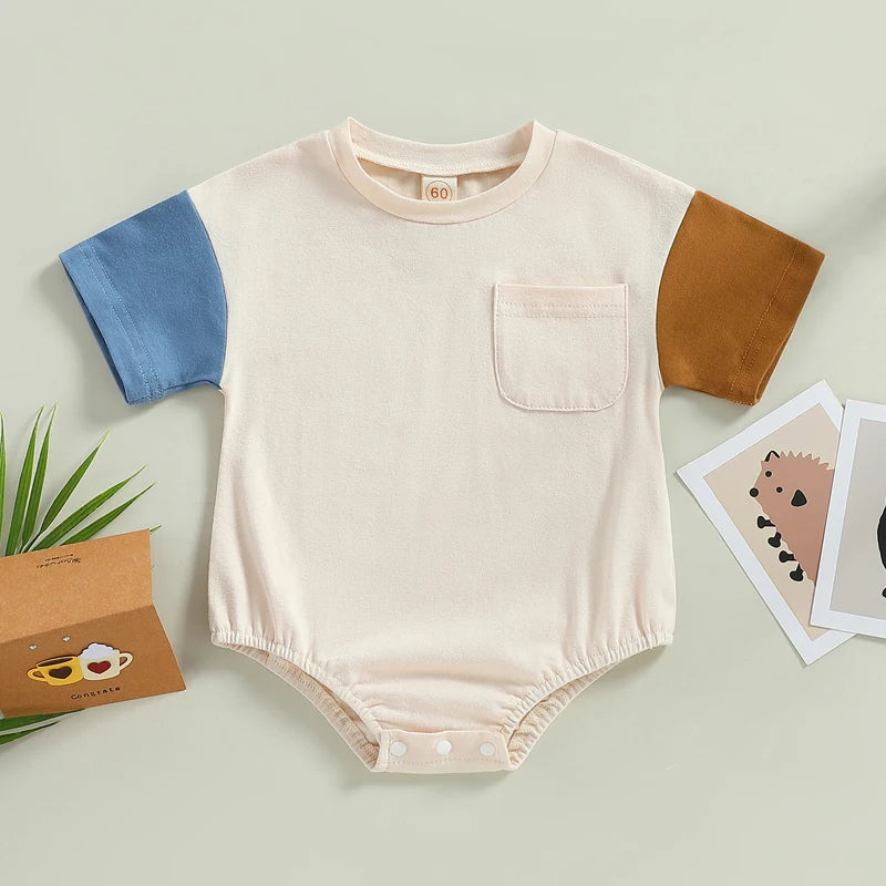 Lioraitiin 0-24M Kid Girl Boy Girl Bodysuit Short Sleeve Round Neck