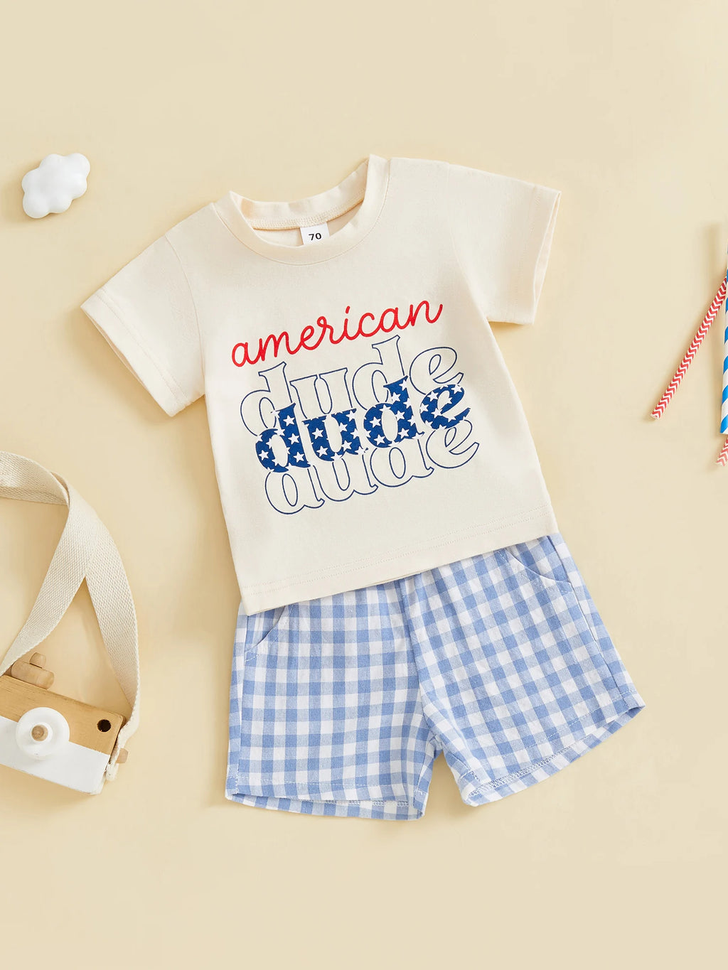 Lioraitiin Toddler Baby Boys Patriotic 4th of July Outfit Letter